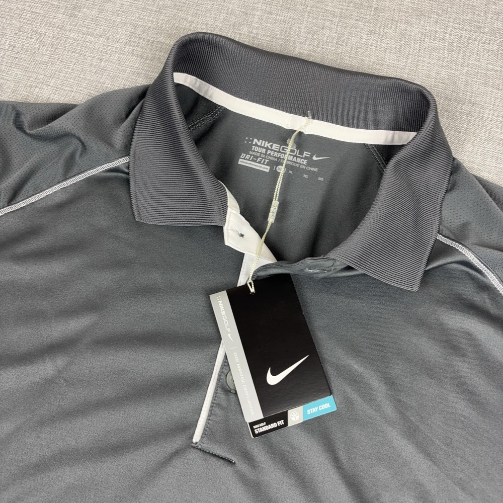 Nike Golf Tour Performance Polo Shirt Mens XL Gray Dri-FIT Short Sleeve